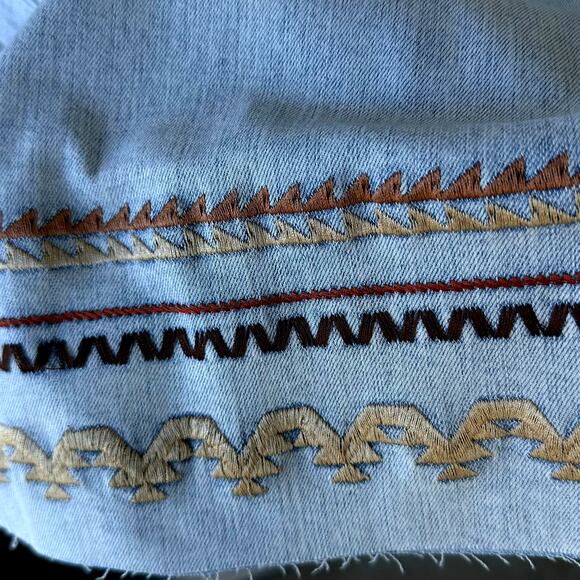 NWT G by Giuliana HSN Embroidered Wide Leg Jeans Sz 4 Boho Raw Hem Western - Picture 4 of 8